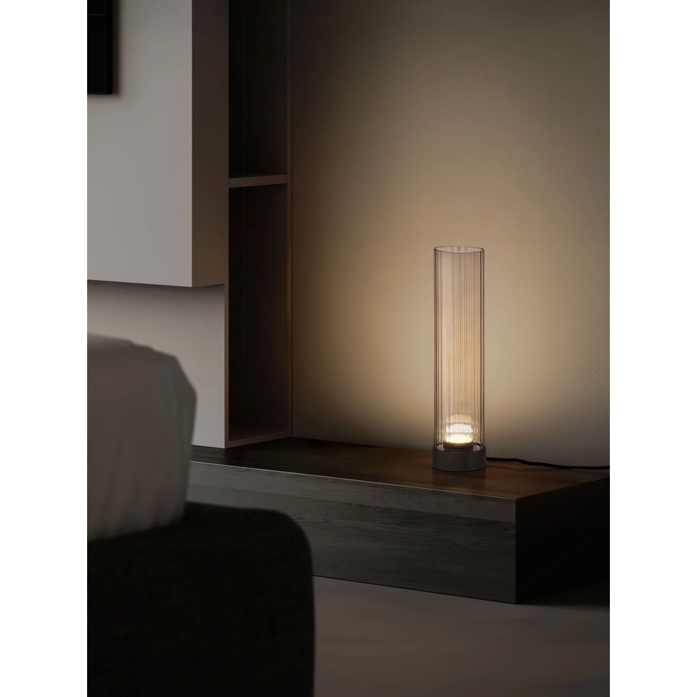 Lampe de table de conception Brielle anthracite avec verre moka