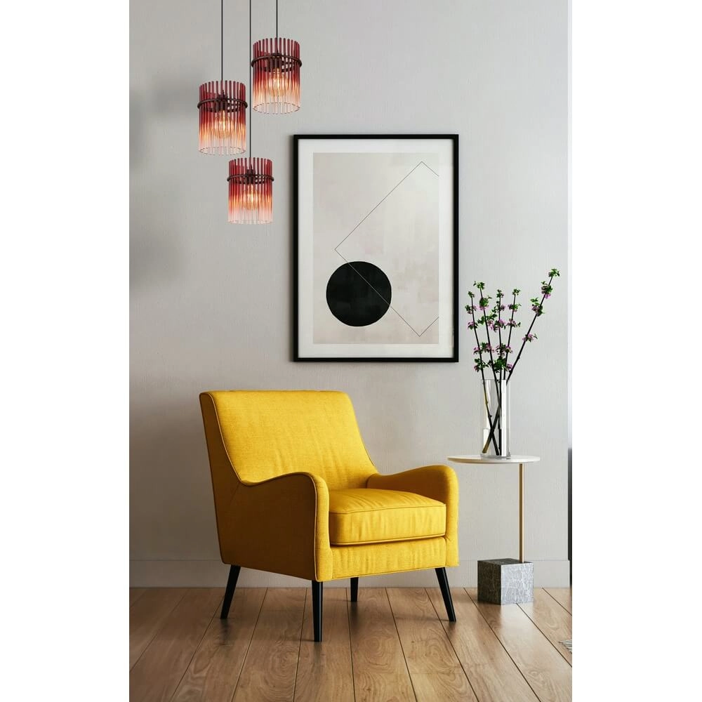 Suspension noire Gorley avec verre rouge Ø 47cm Globo 9007371468966