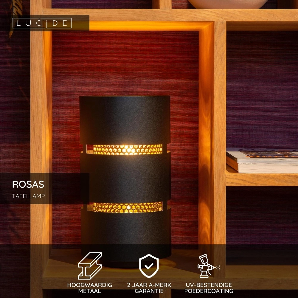 Lampe de table Rosas noir avec or Lucide 5411212211842
