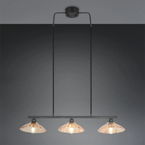 Lampe pendante classique Eluna Noir à 3 lumières Trio 4017807682502