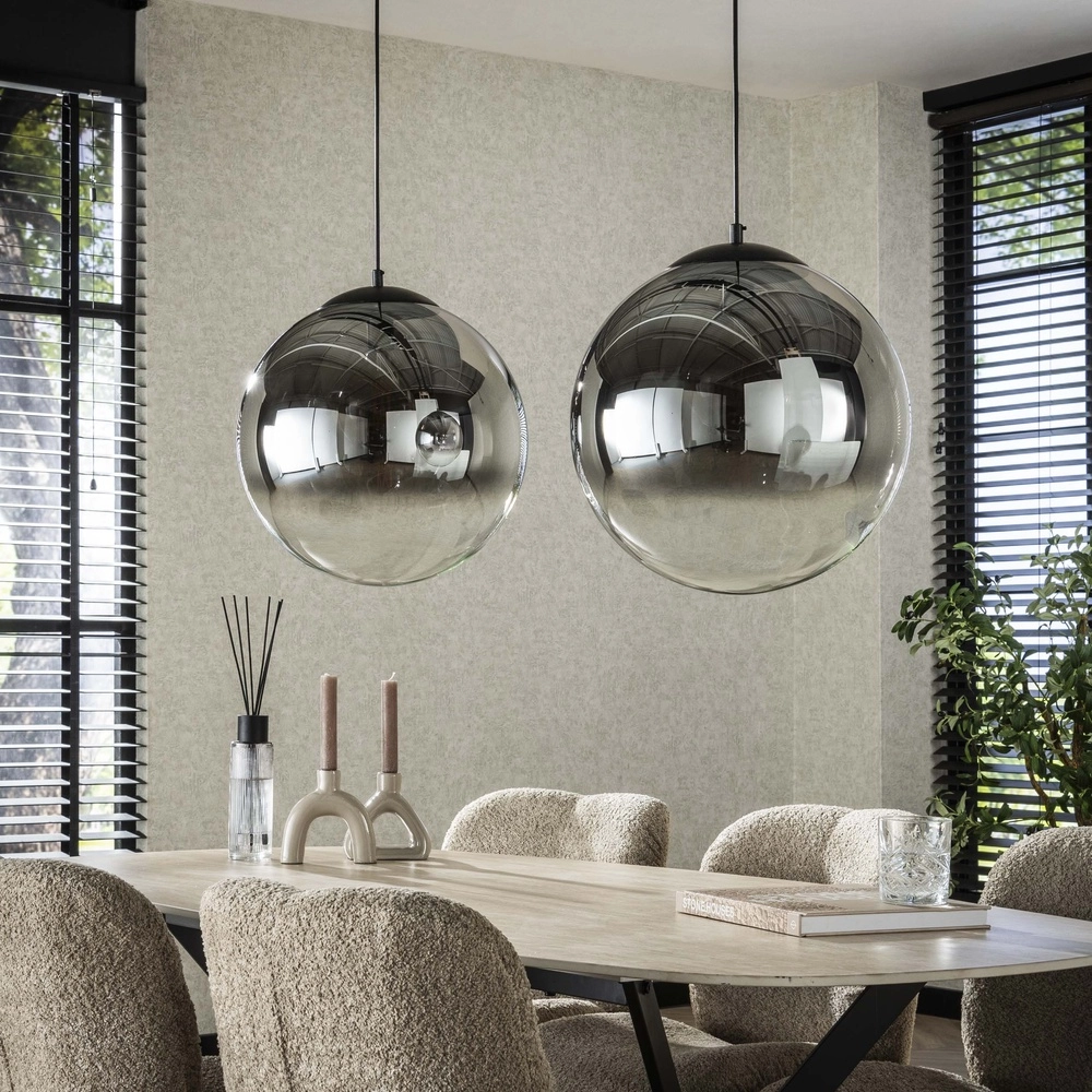 Lampe pendante 2L Bubble avec du verre argenté qui s’estompe. Lyora 8716803511224