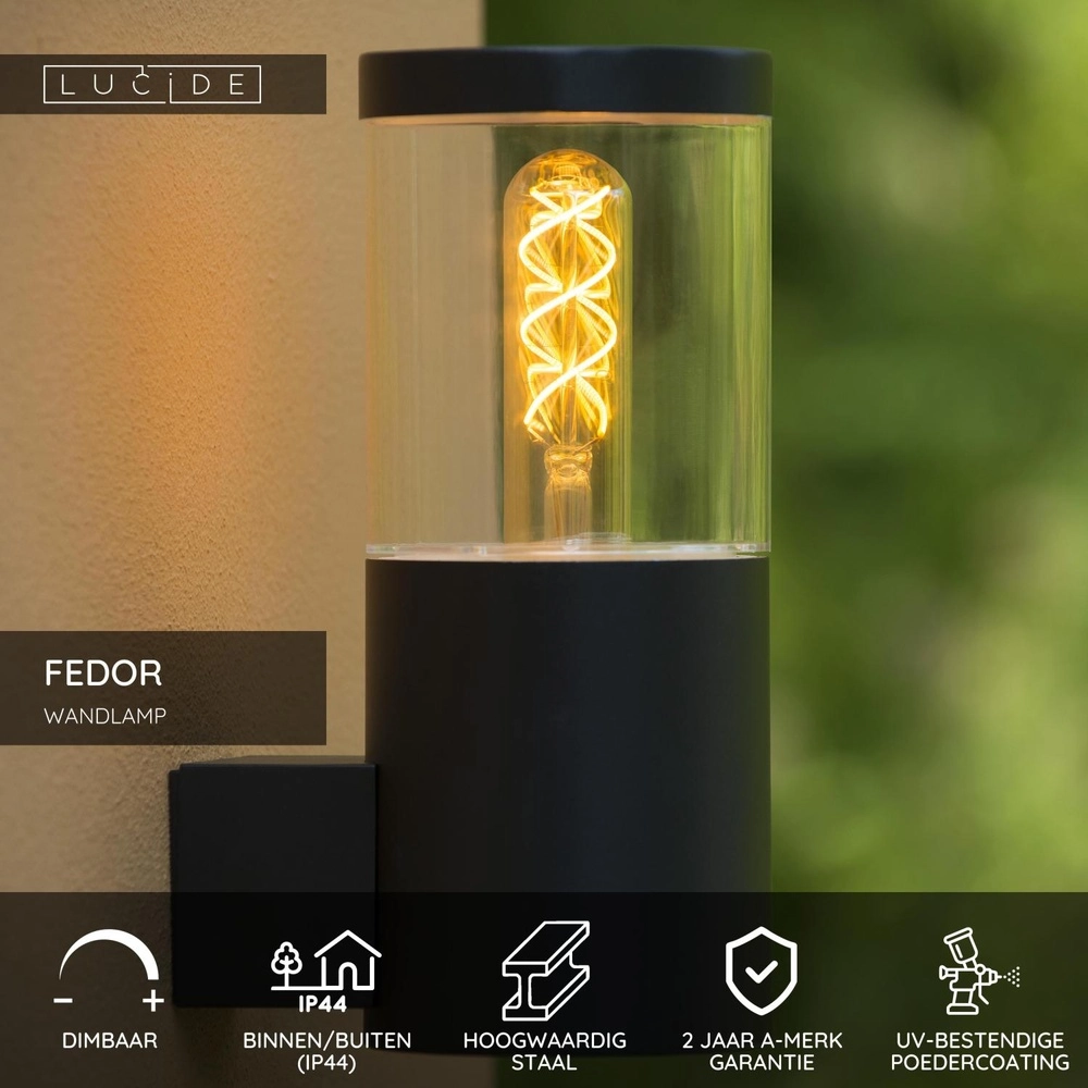 Lampe murale de conception Fedor IP44 noir Lucide 5411212144331