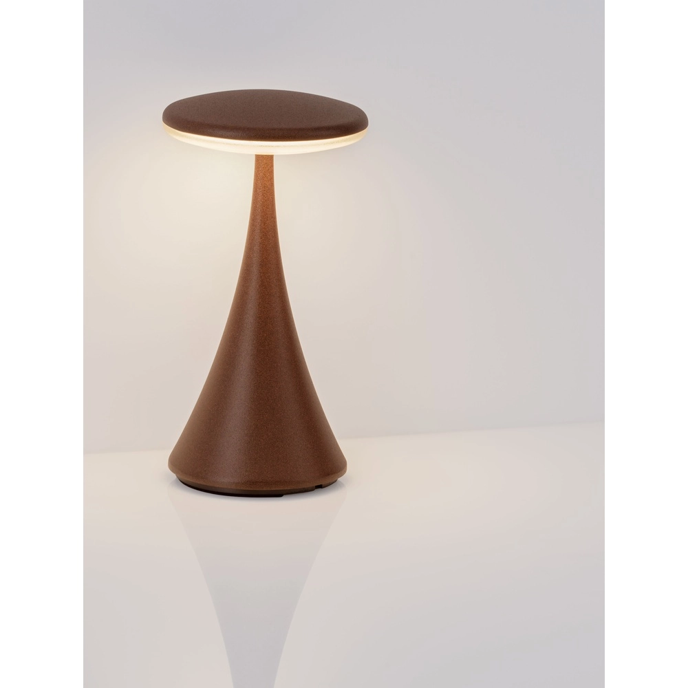 Lampe de table Elbo brun rouille rechargeable avec USB