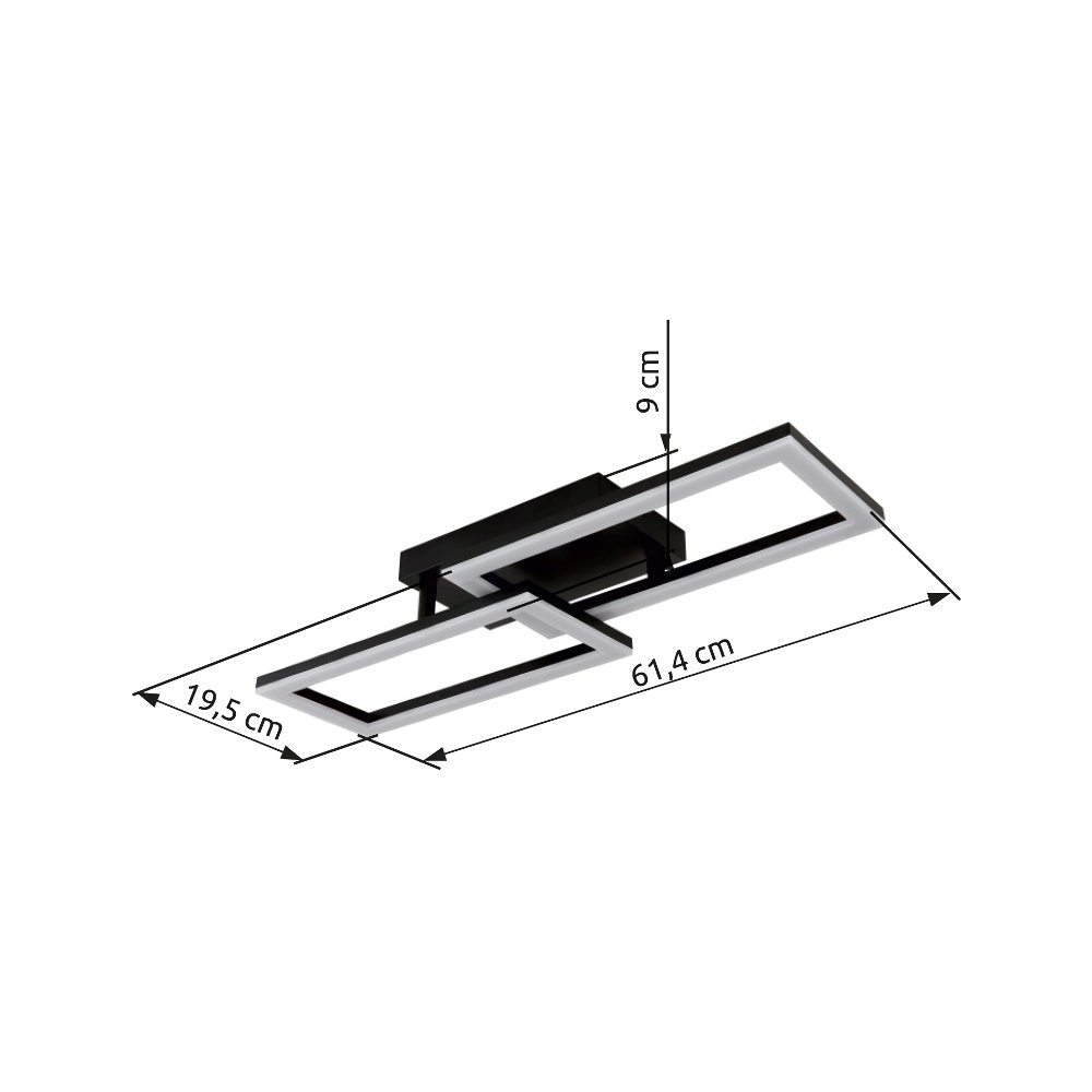 Lampe de plafond à design noir Sapena 61,4 x 19,5 cm Globo 9007371450558