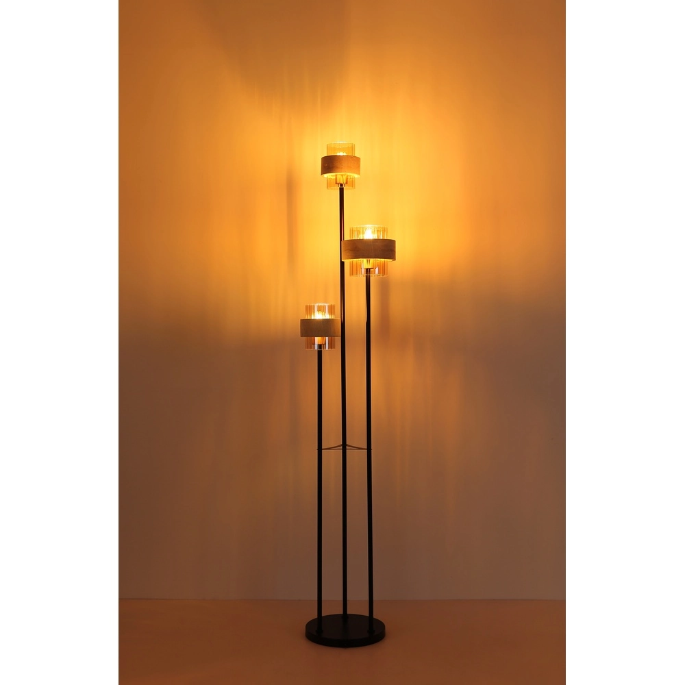 Lampe de pied à 3 lumières Daren noir avec marbre Globo 9007371580675
