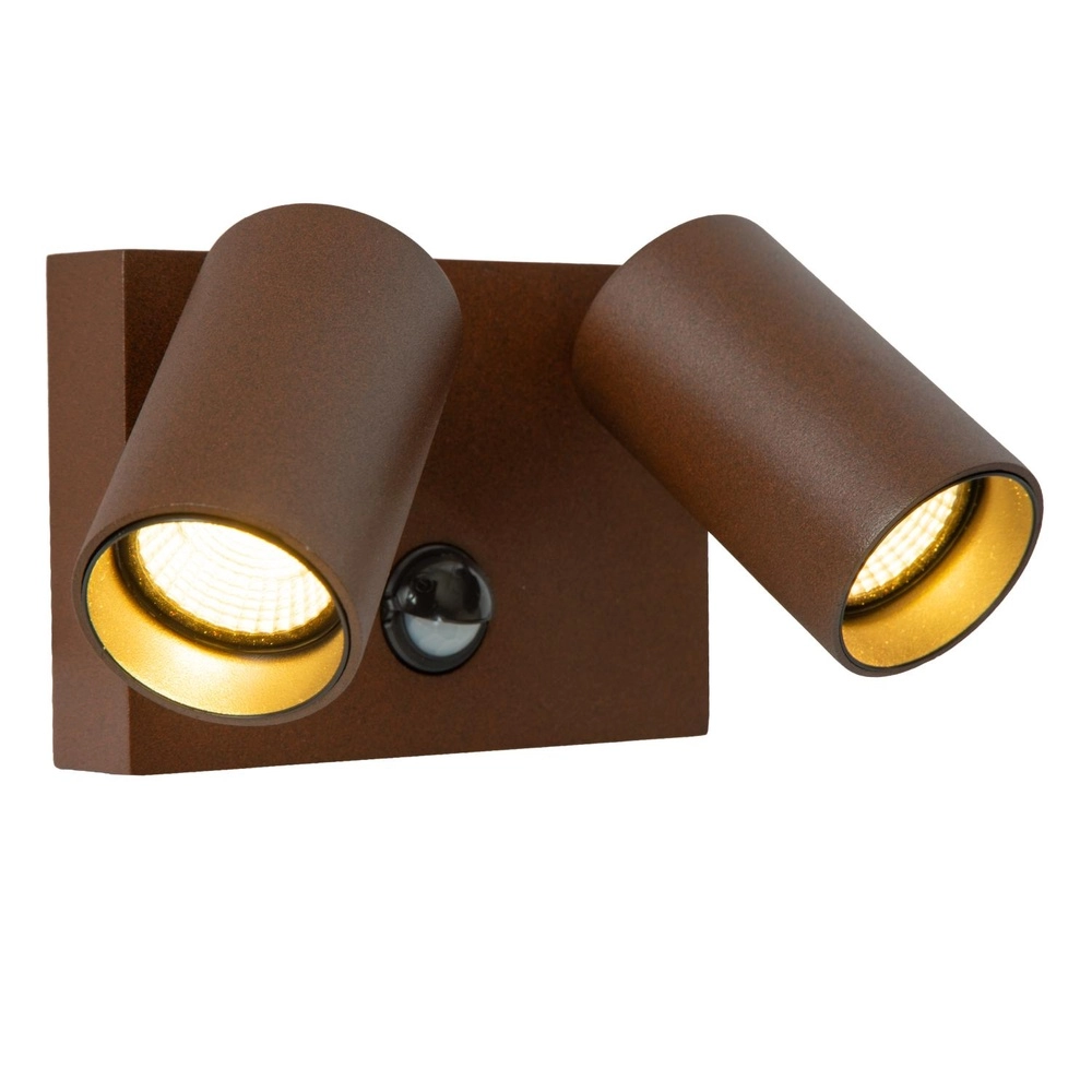 Tache murale IP65 Emeric Double brun rouille avec capteur Lucide 5411212690241