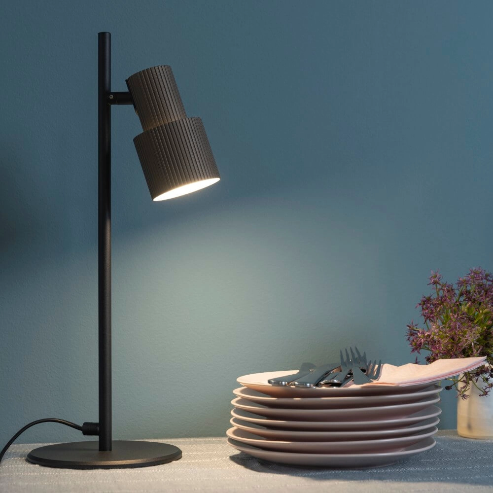 Lampe de table design Cadiz noir avec verre ambré Brilliant 4004353446917