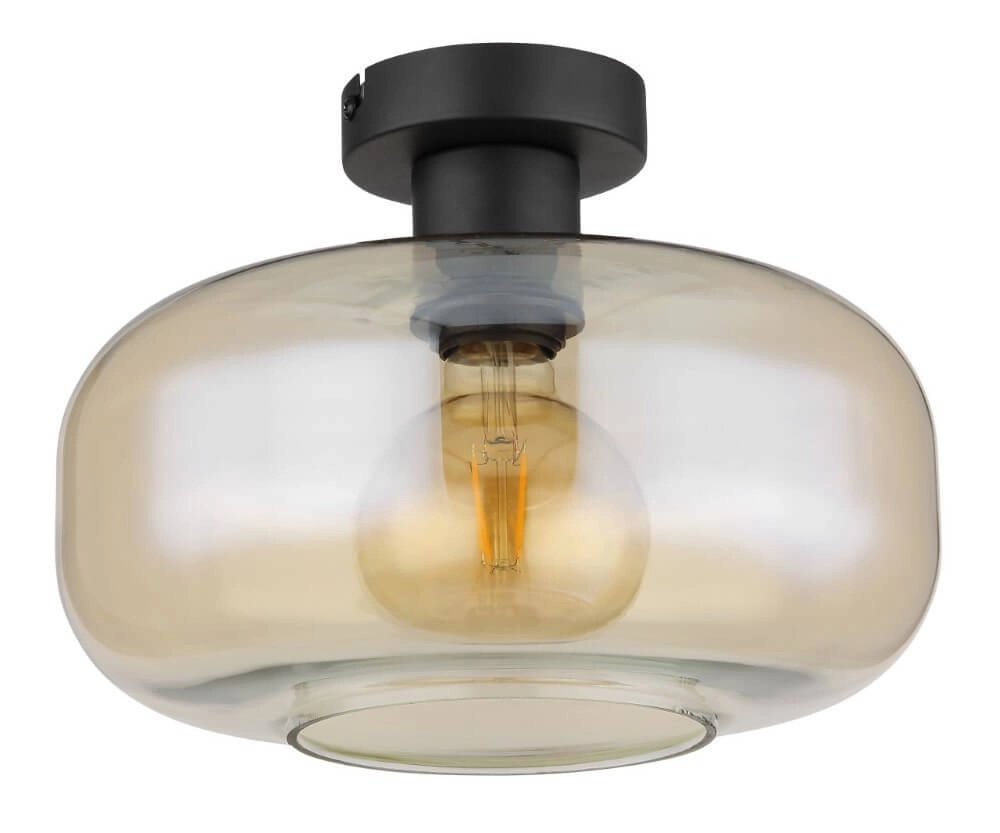 Plafonnier noir Giuseppe verre ambré Globo 9007371435227