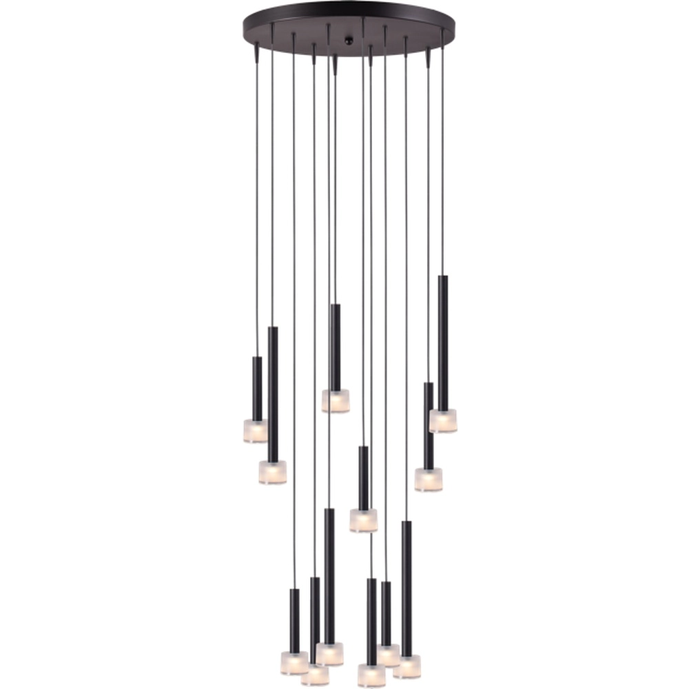 Suspension LED Fabro 12 feux - noir