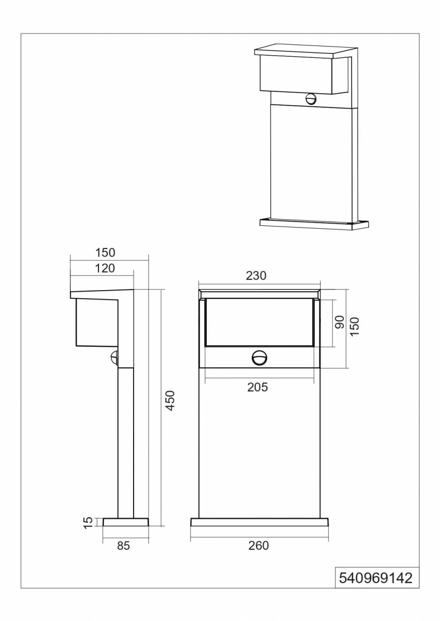 Lampe sur pied Nestos anthracite 45cm Trio 4017807564013