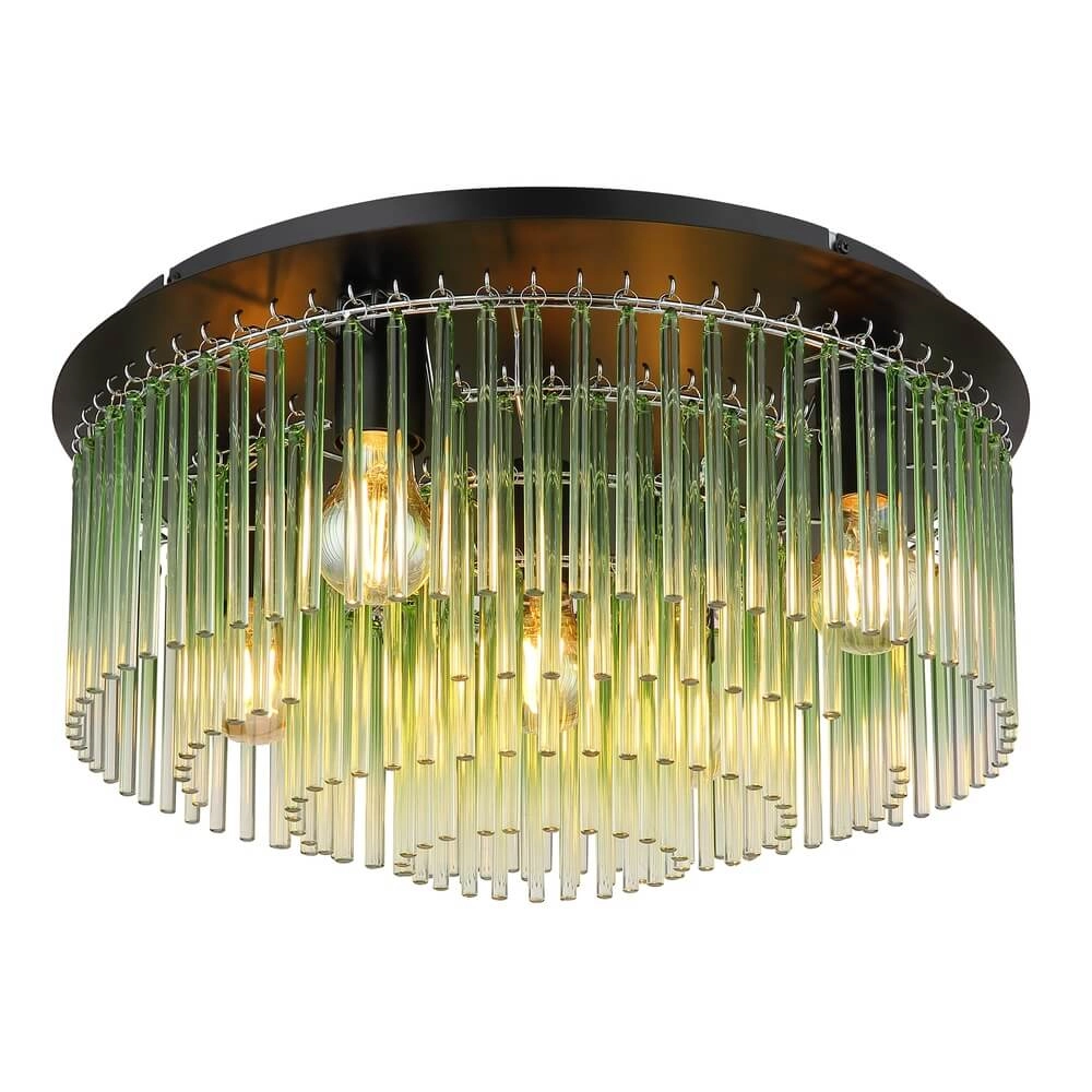 Plafonnier noir Gorley avec verre vert Ø 50cm Plafonnier noir Gorley avec verre vert Ø 50cm