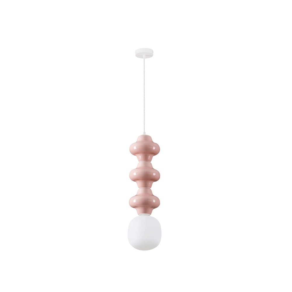 Suspension Clio L céramique rose avec verre blanc Lyora 5212017461339
