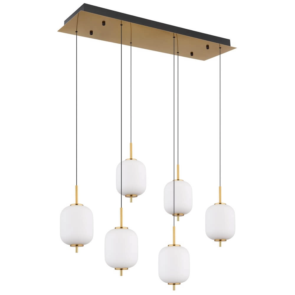 Suspension dorée Ewald Verre blanc à 6 lumières Globo 9007371452583