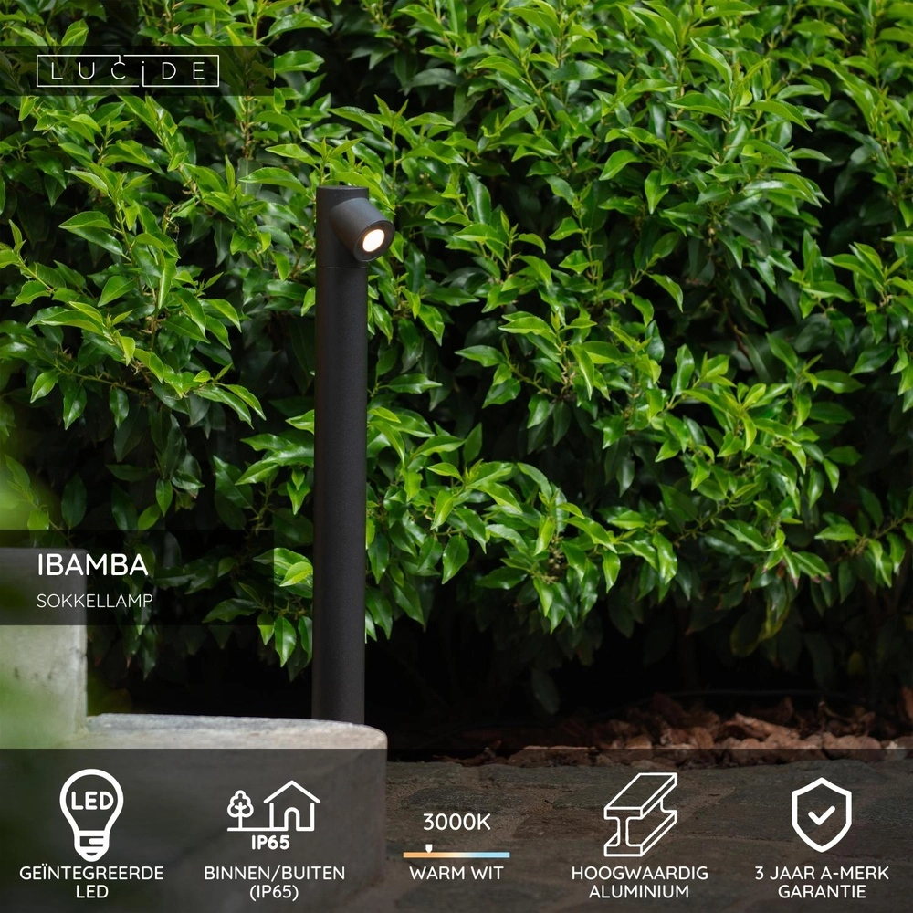 Éclairage de chemin Ibamba Noir simple Lucide 5411212152145