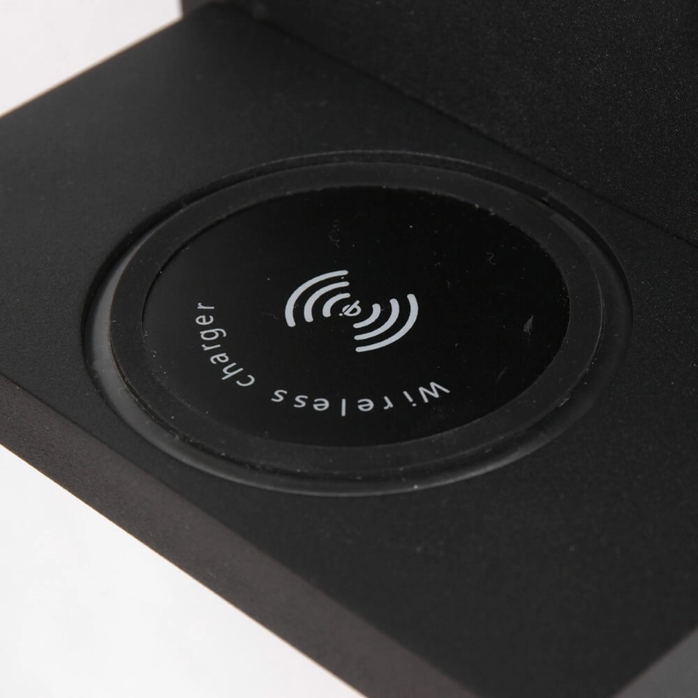 Lampe de chevet noire Upround avec chargeur et USB Steinhauer 8712746170467