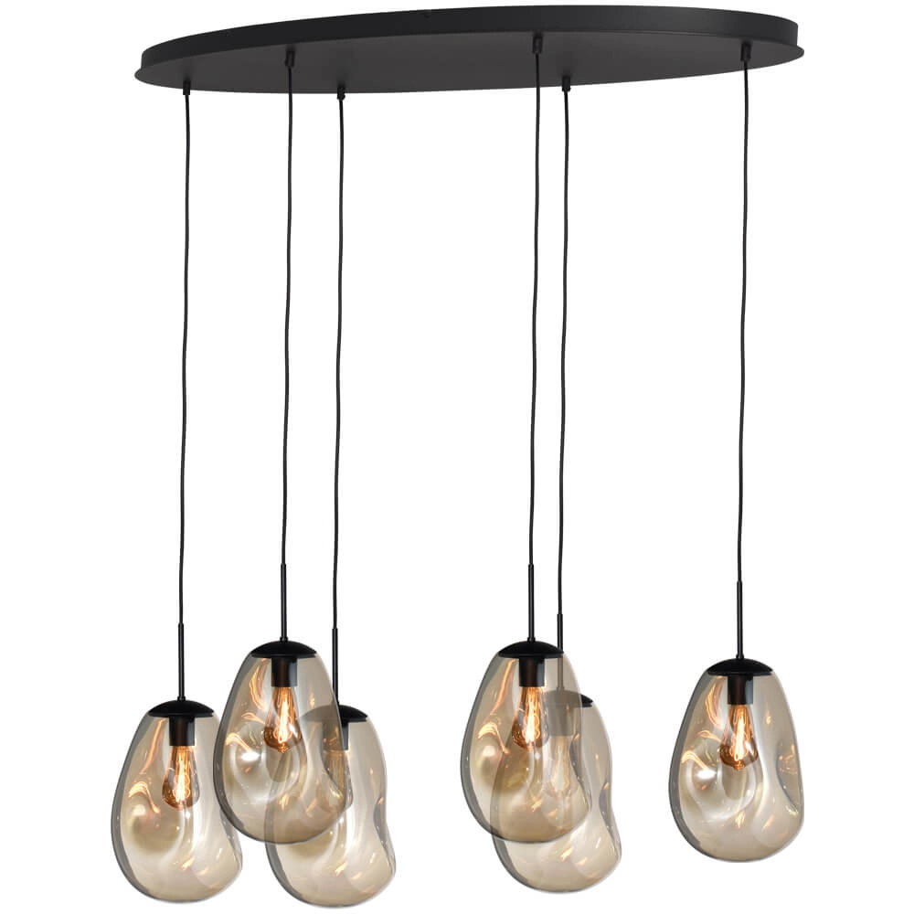 Lampe suspendue Lava Oval 6x verre doré Ø 22,5cm Lampe suspendue Lava Oval 6x verre doré Ø 22,5cm