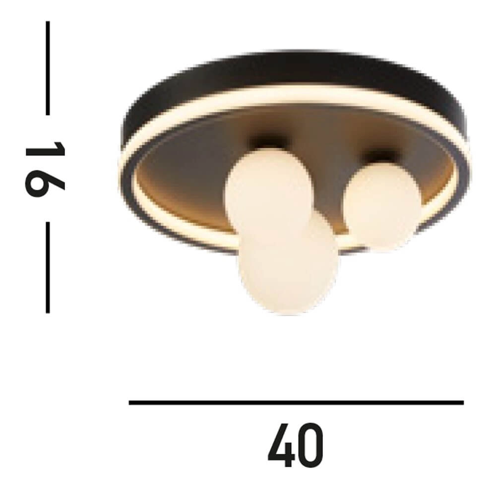 Plafonnier Trident noir avec sphères blanches Searchlight 5053423274362