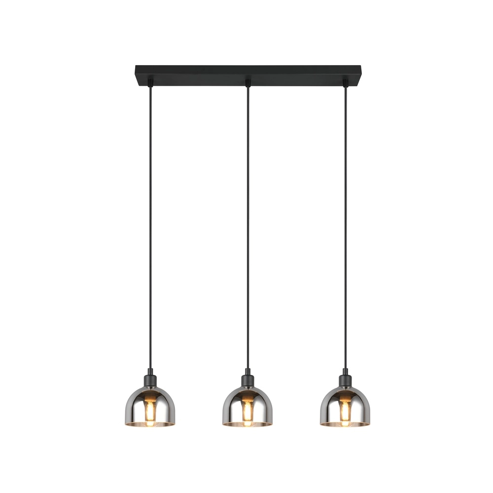 Suspension noire Molly Verre blanc à 3 lumières Trio 4017807618082