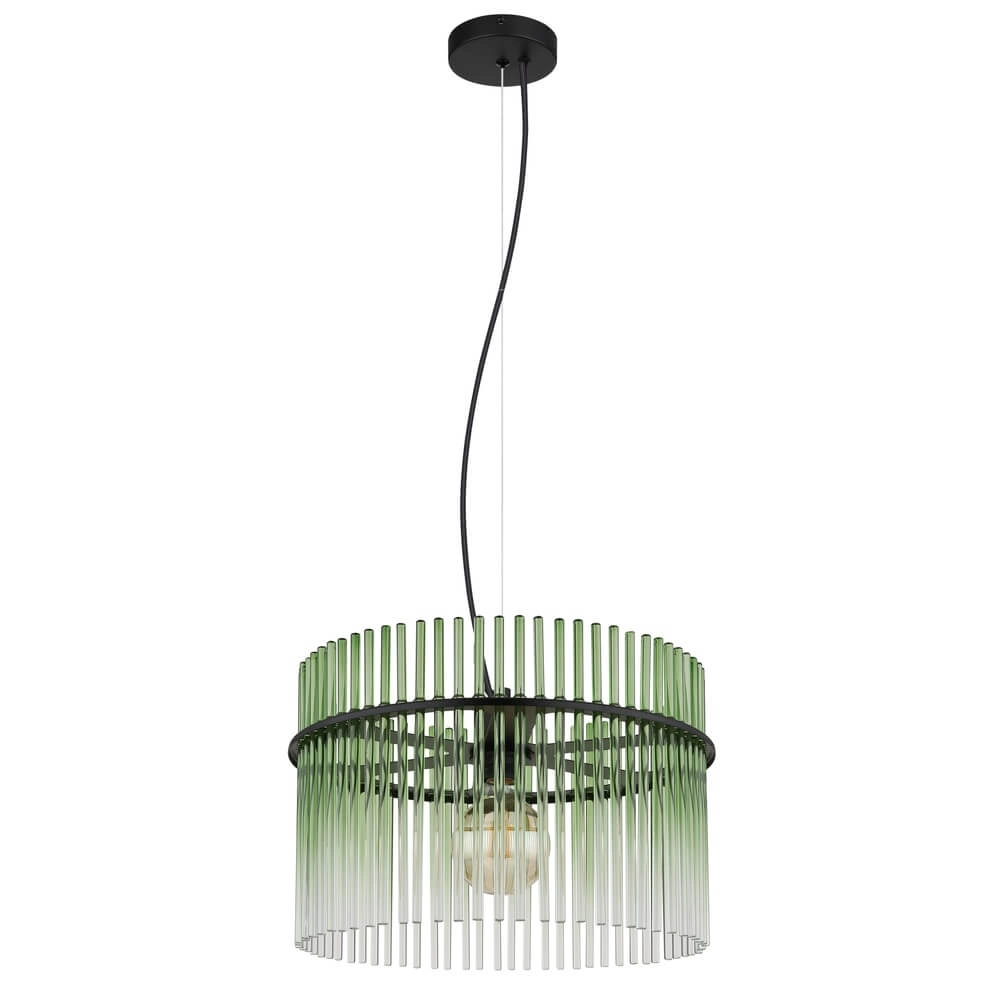 Suspension noire Gorley avec verre vert Ø 40cm Globo 9007371471973