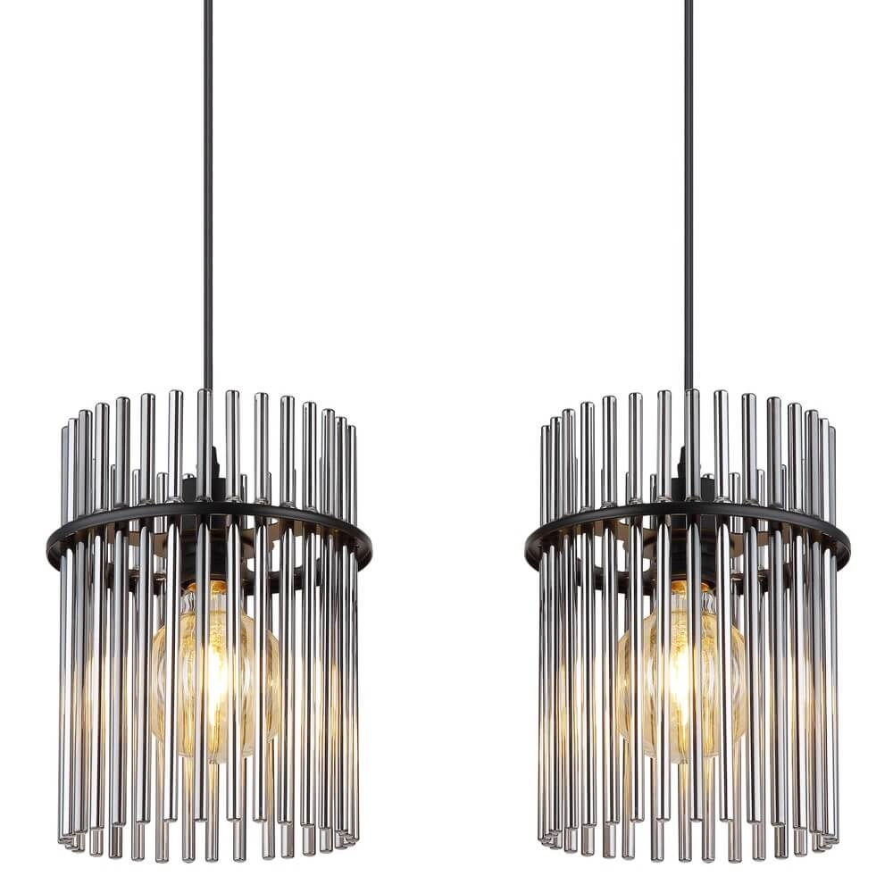 Suspension noire Gorley avec verre fumé 4 lumières Globo 9007371448180