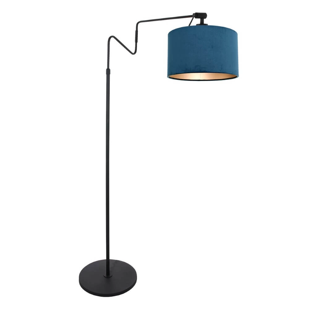 Lampe de lecture sur pied Linstrom avec abat-jour en velours bleu Lampe de lecture sur pied Linstrom avec abat-jour en velours bleu