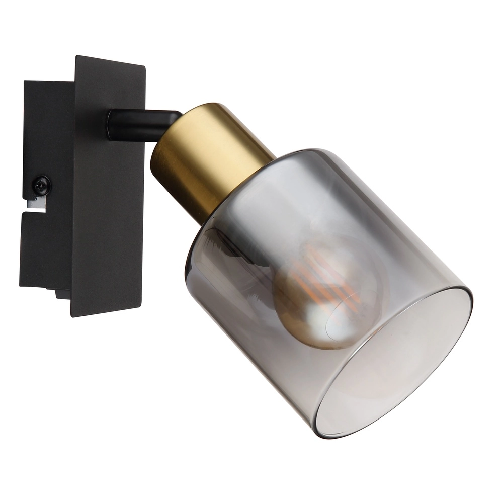 Lampe murale Hollsy noir avec verre fumé Globo 9007371457847