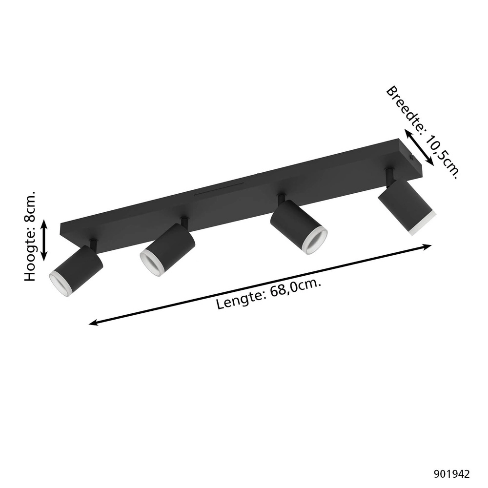 Spot apparent intelligent Melitello-Z noir 4 lumières Eglo 9008606358137