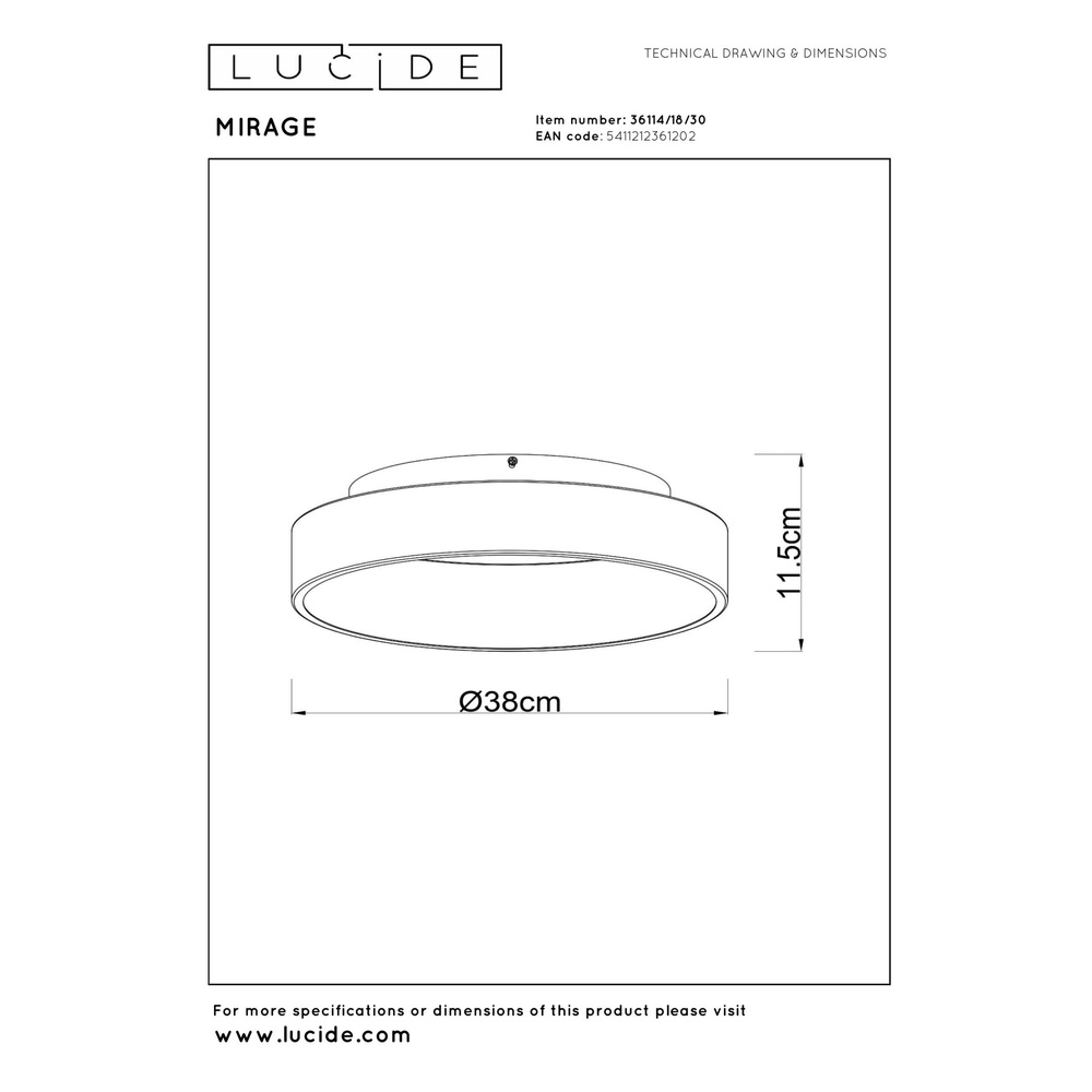 Lampe de plafond Mirage Ø 38cm noir Lucide 5411212361202