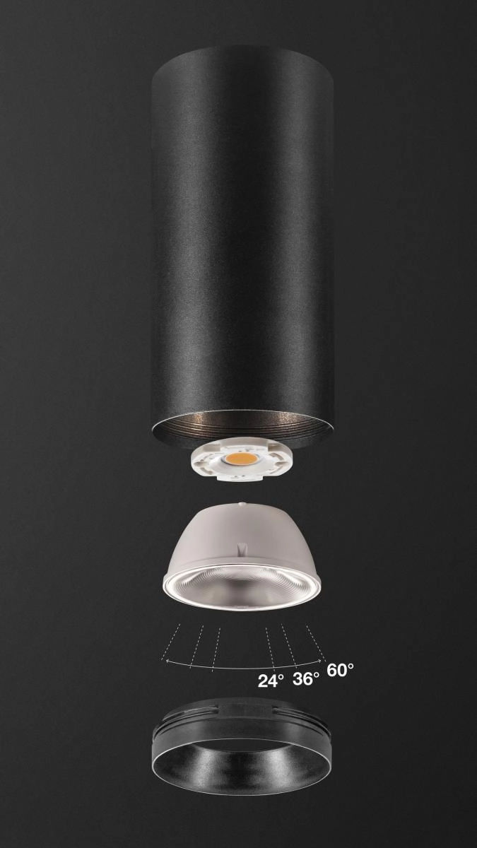 Spot en saillie Numinos L cylindre noir 3000K - 36 deg SLV 4024163244732