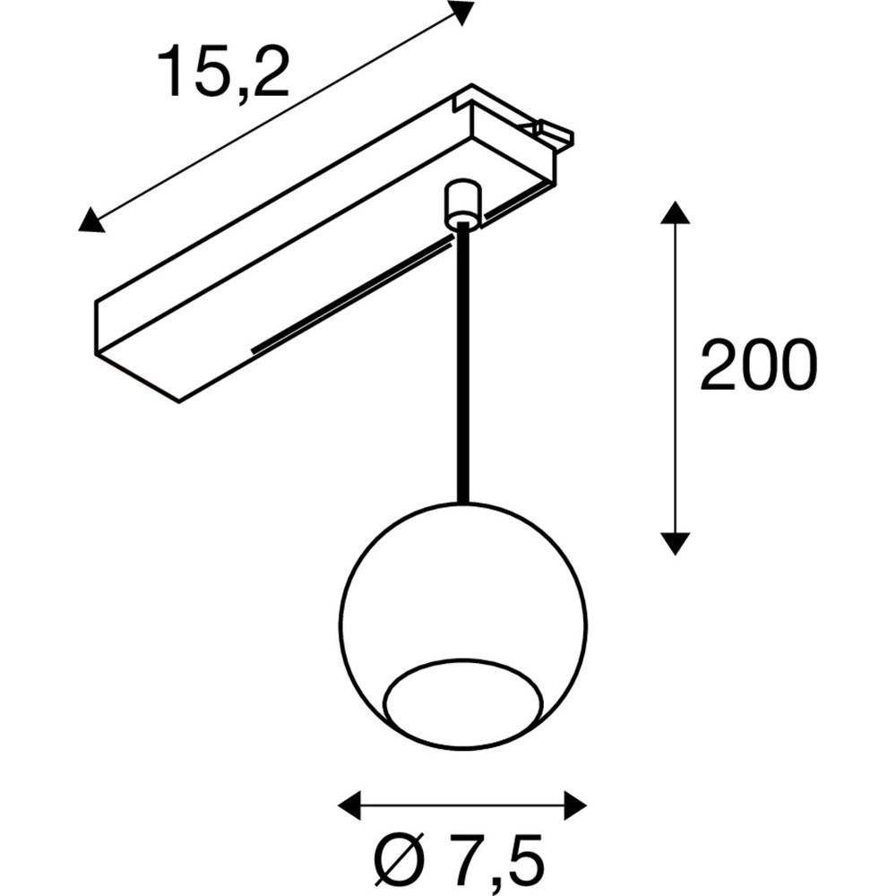 Suspension pour rail Light Eye 2.0 1 phase blanche avec noir 3000K SLV 4024163315692