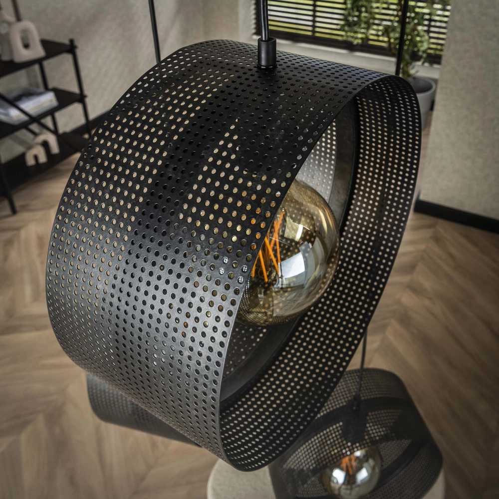 Lampe pendante de campagne Ring Charbon - 3x E27 Lyora 8716803510975