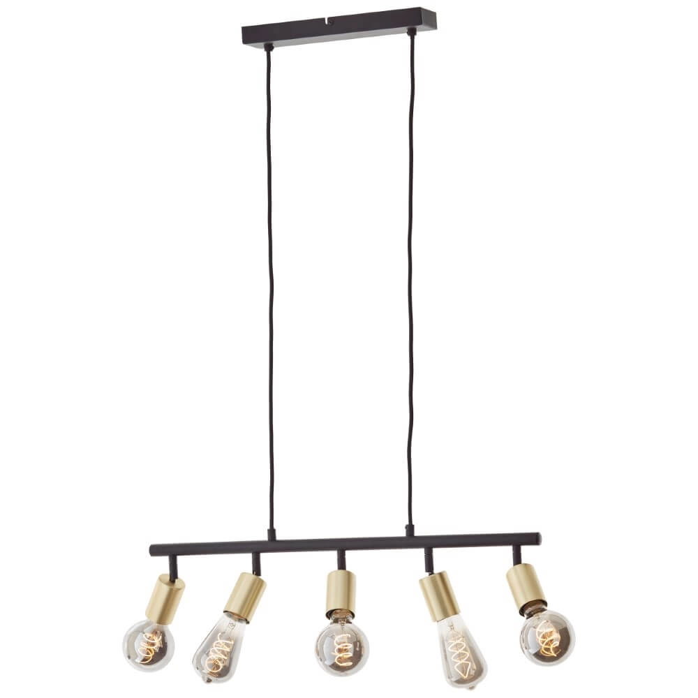 Lampe suspendue 5 lumières Tiffany noir avec de l'or Brilliant 4004353406416