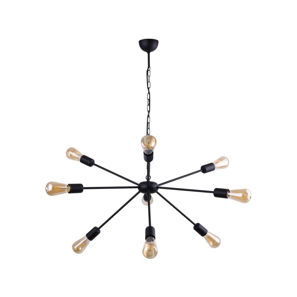 Lampe suspendue noire Rod avec 9 raccords