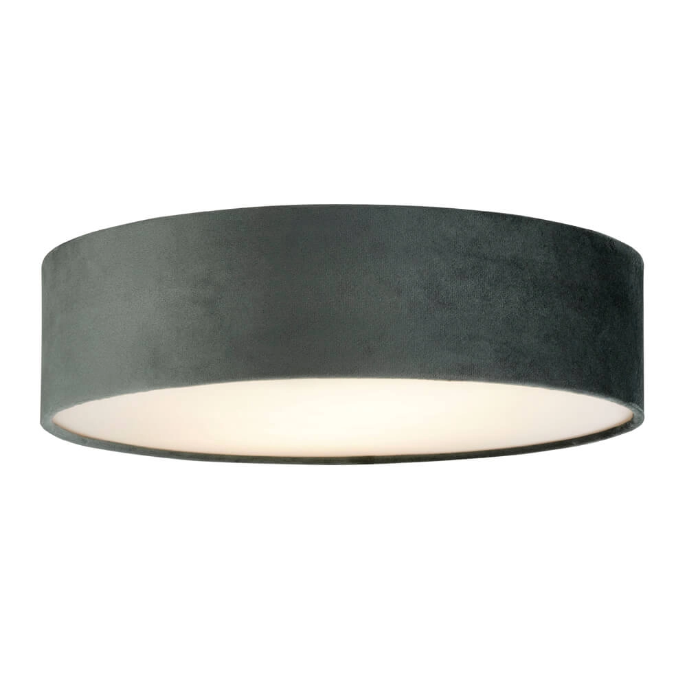Plafonnier Drum Pleat 38cm velours anthracite