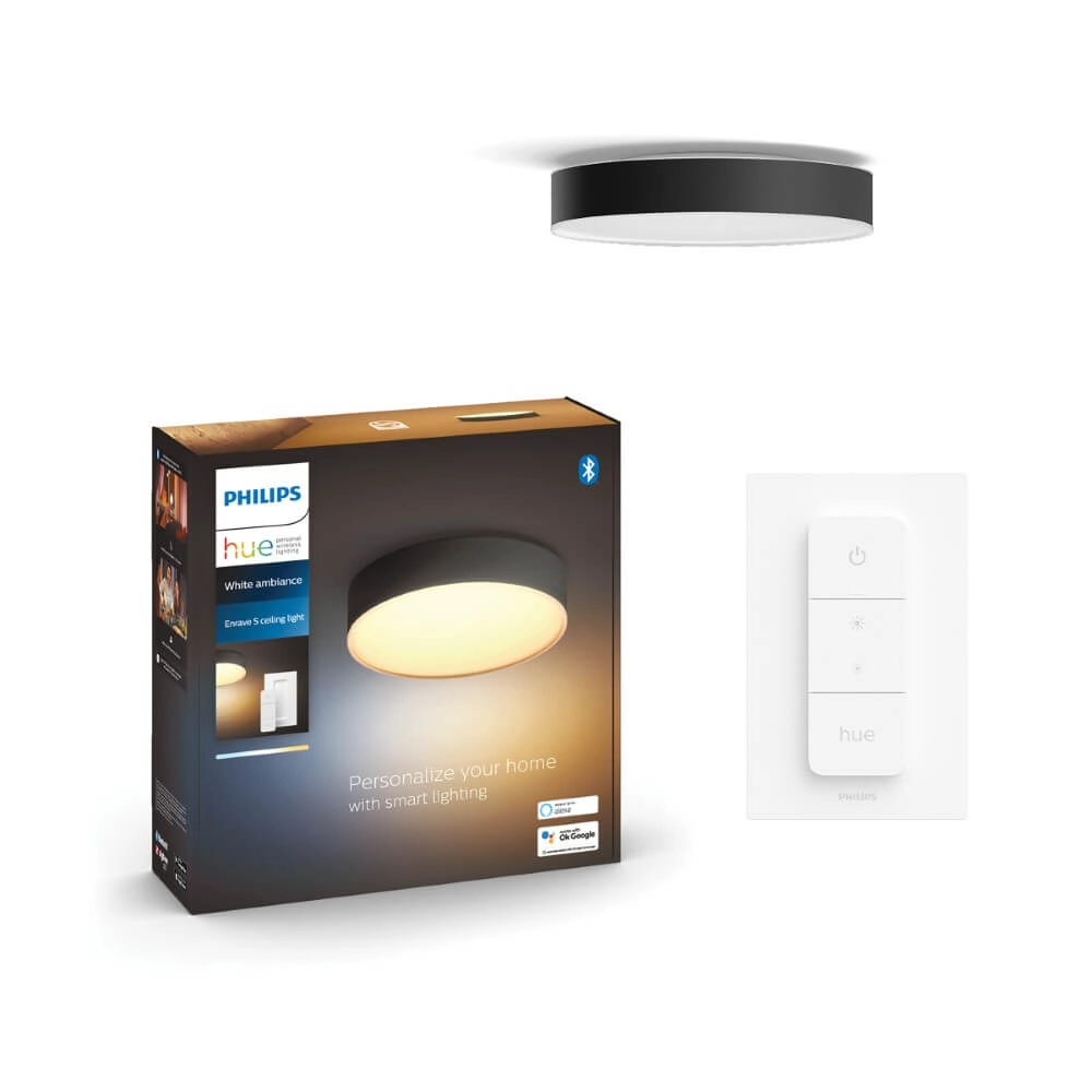Plafonnier Hue Enrave L - White Ambiance Ø 42,5 cm noir Philips 8718696176467