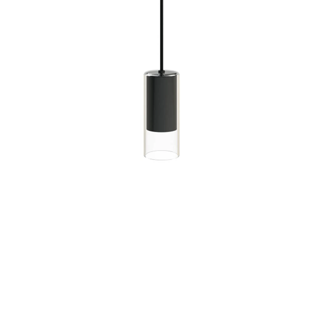 Lampe suspendue noire Cylinder avec du verre