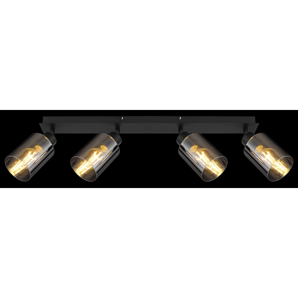Lampe de plafond Hadera Noir 4 clairs avec verre fumé Globo 9007371431229