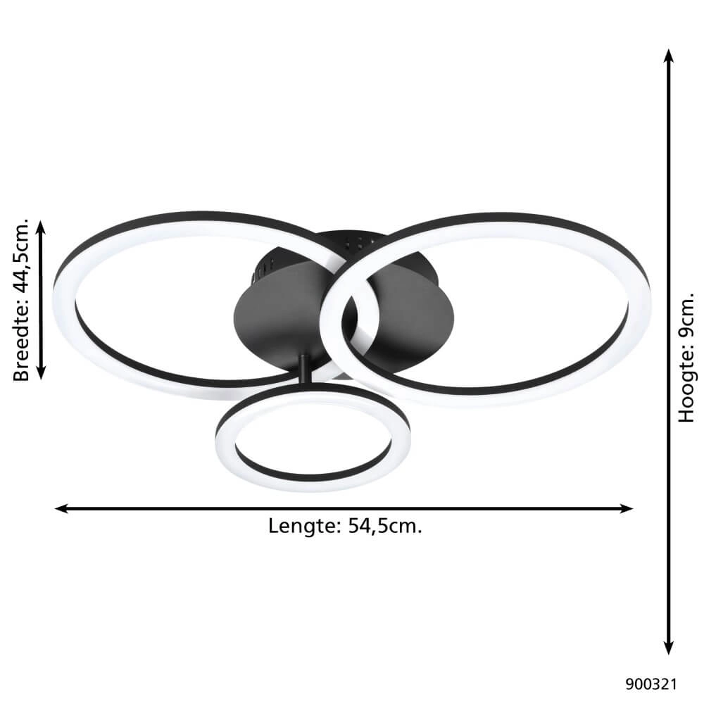 Plafonnier Zigbee Parrapos-Z 54,5x44,5cm noir Eglo 9008606231249