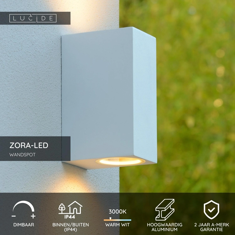 Emplacement mural de conception Zora-Led Blanc Haut & Descendant Lucide 5411212221032