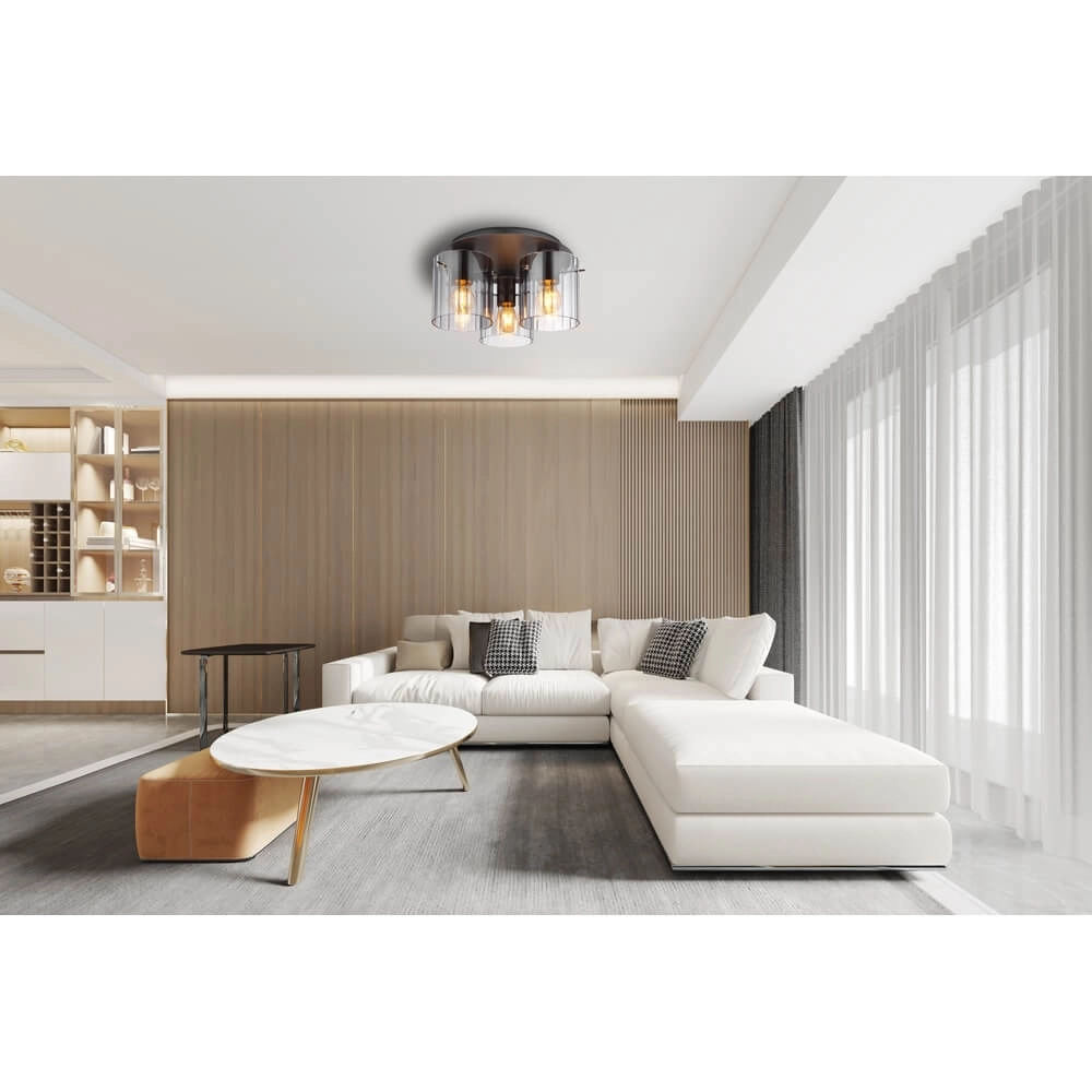 Plafonnier Tulivar Design Verre fumé 3 lumières Globo 9007371456901
