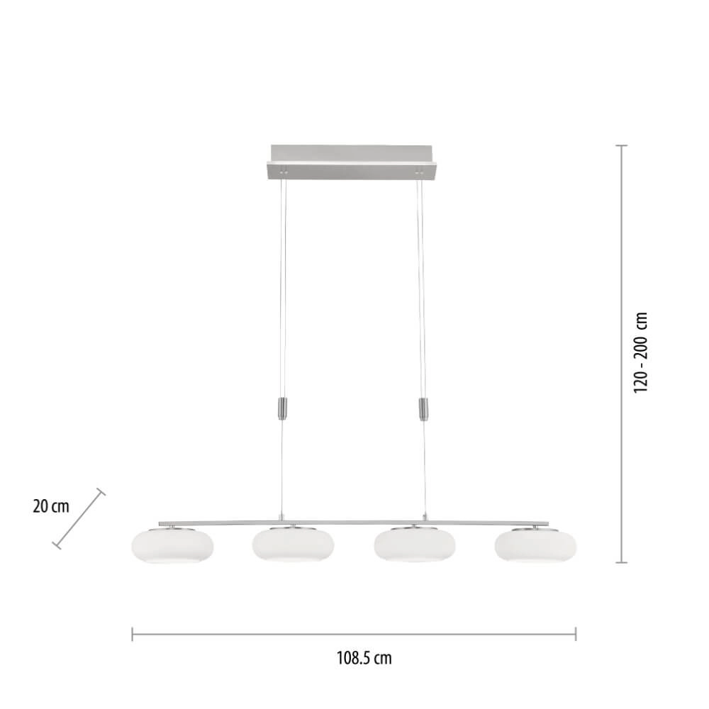 Lampe suspendue 4 lumières Q-Etienne en métal droit Paul Neuhaus 4012248350461