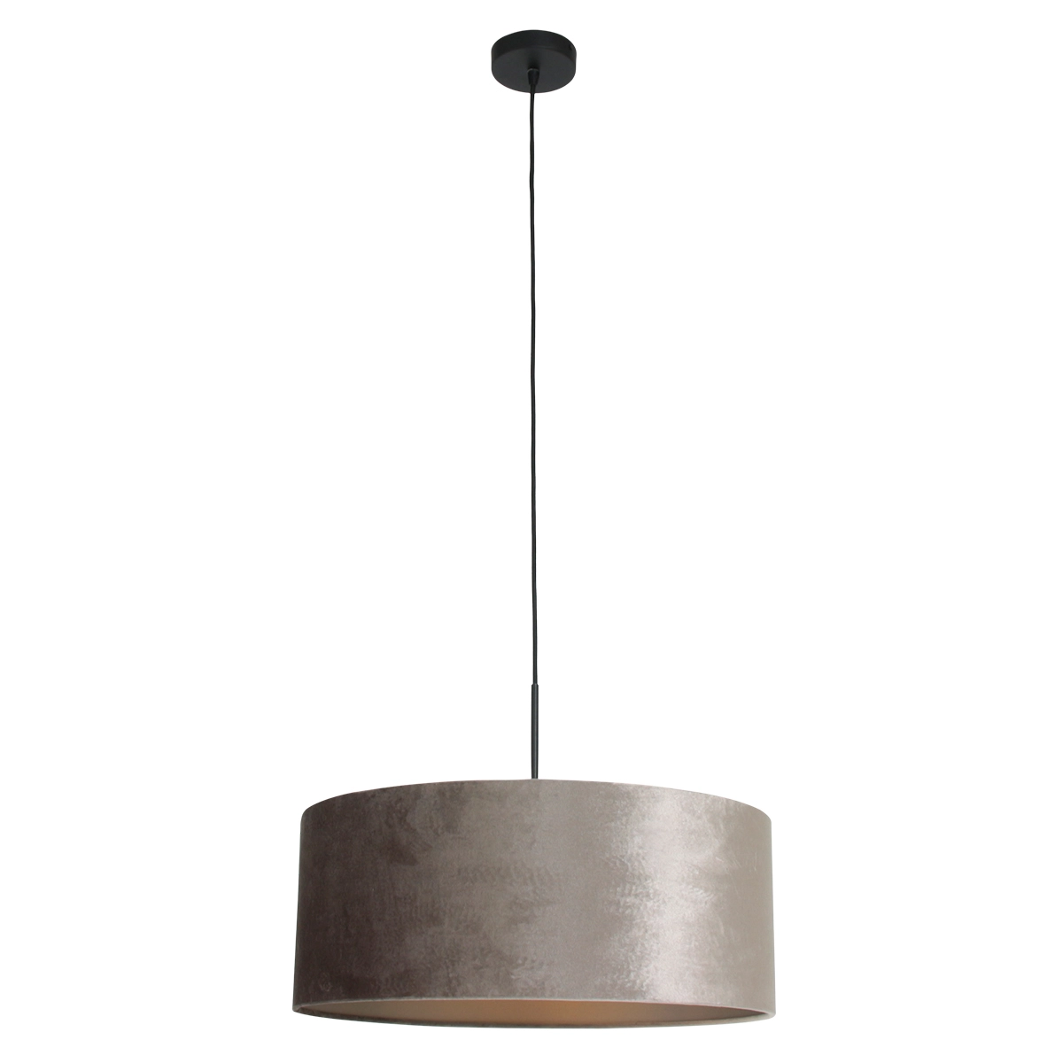 Lampe suspendue Sparkled 50 cm noir avec abat-jour en velours taupe Steinhauer 8712746146271