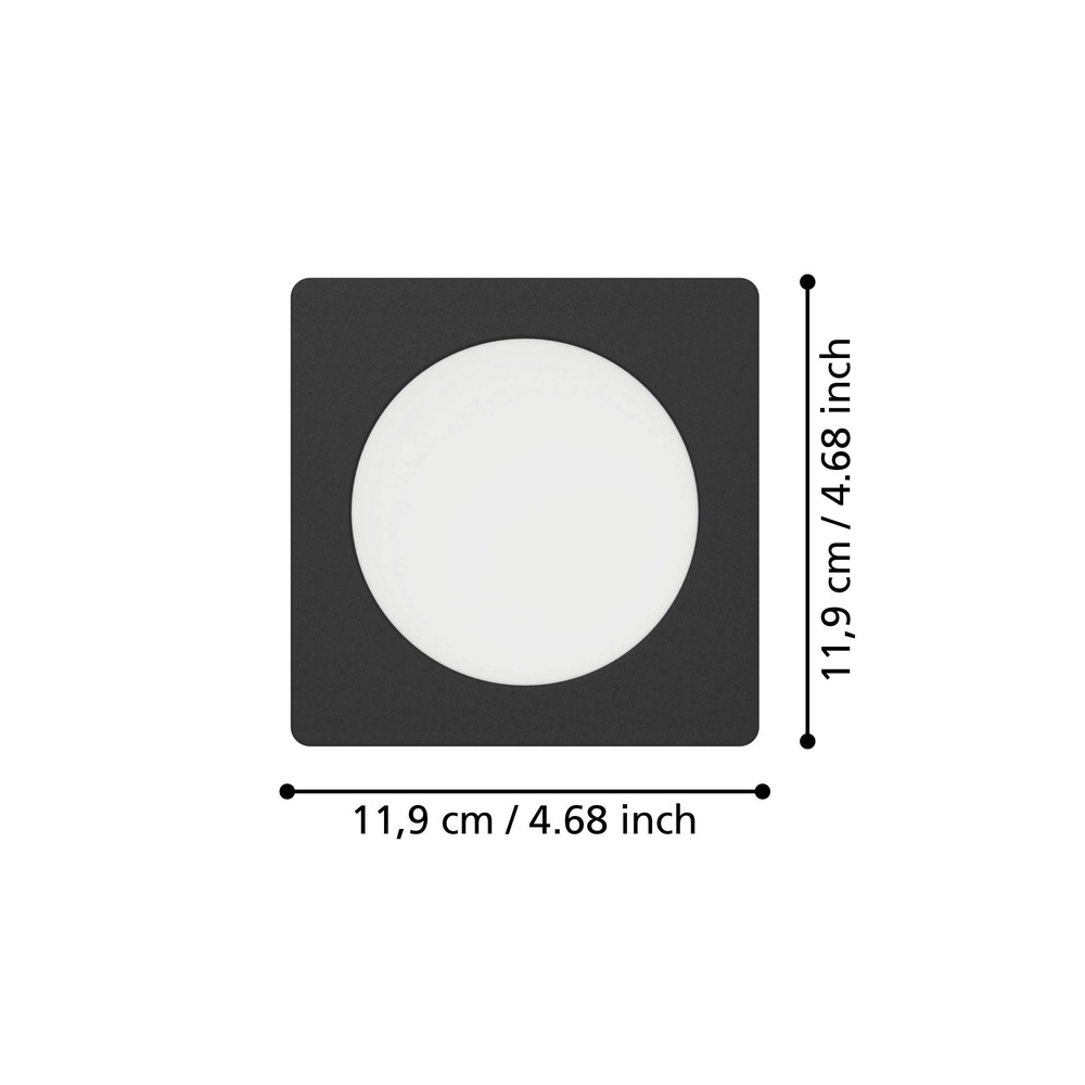 Lampe encastrée Fueva 6 Carré - Noir - 11,9x11,9 cm Eglo 9008606330713