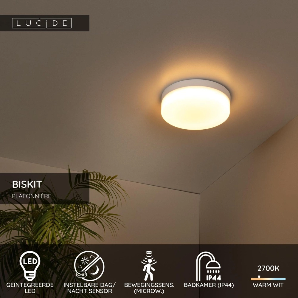 Éclairage de plafond Biskit Ø 23cm - IP44 blanc Lucide 5411212792143