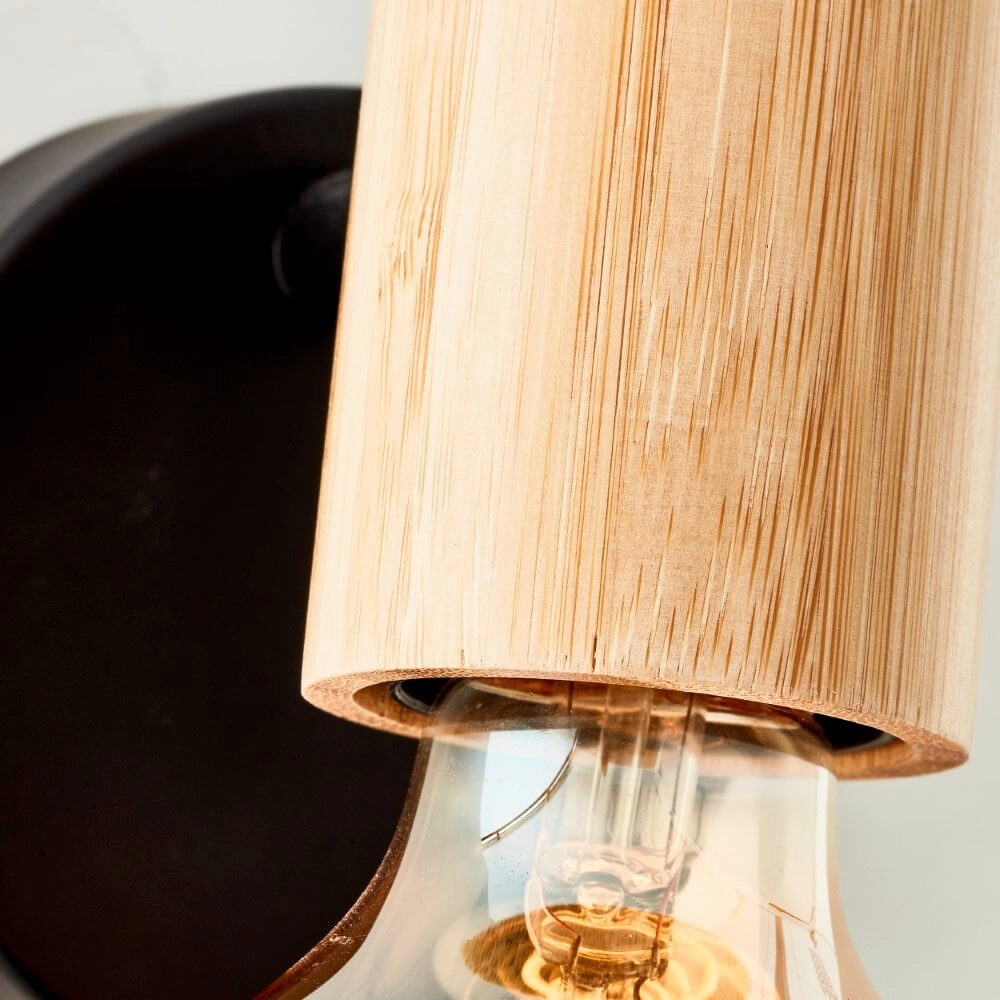 Applique Kerry noir avec du bois Brilliant 4004353409028