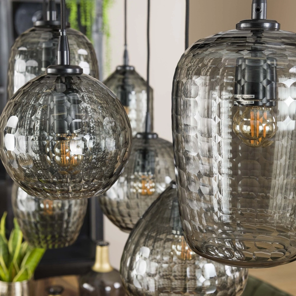 Lampe suspendue à 7 lampes Hexagon Vitres à fumée Lyora 8716803511163