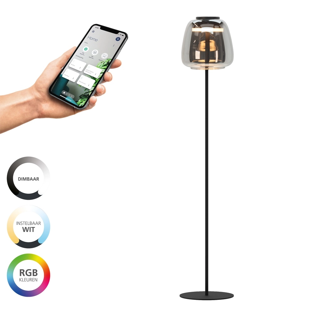Lampe de pied Alfero-Z Smoke Glass - Contrôle par application