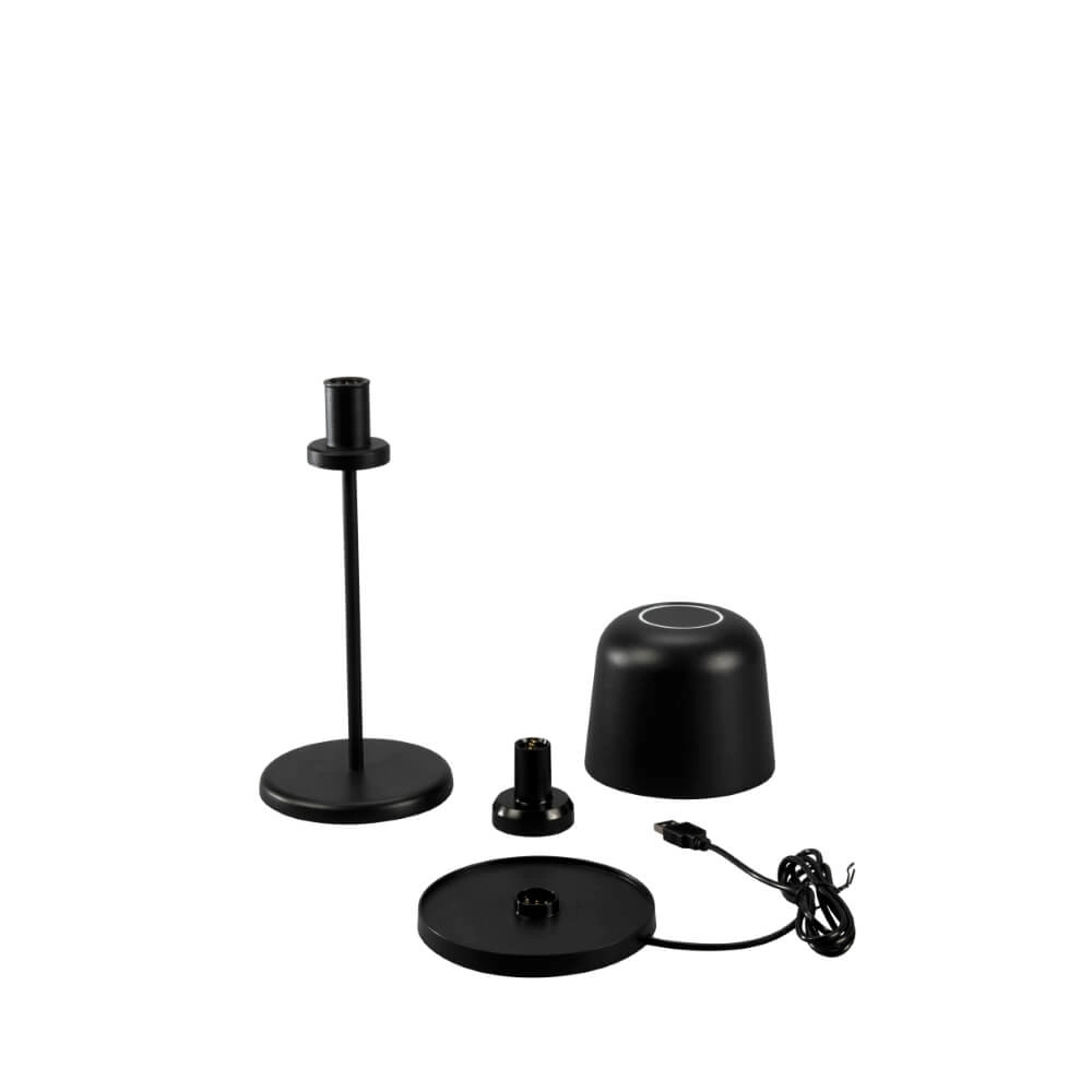 Lampe de table rechargeable Biot noir avec capuchon amovible KonstSmide 7318307845754