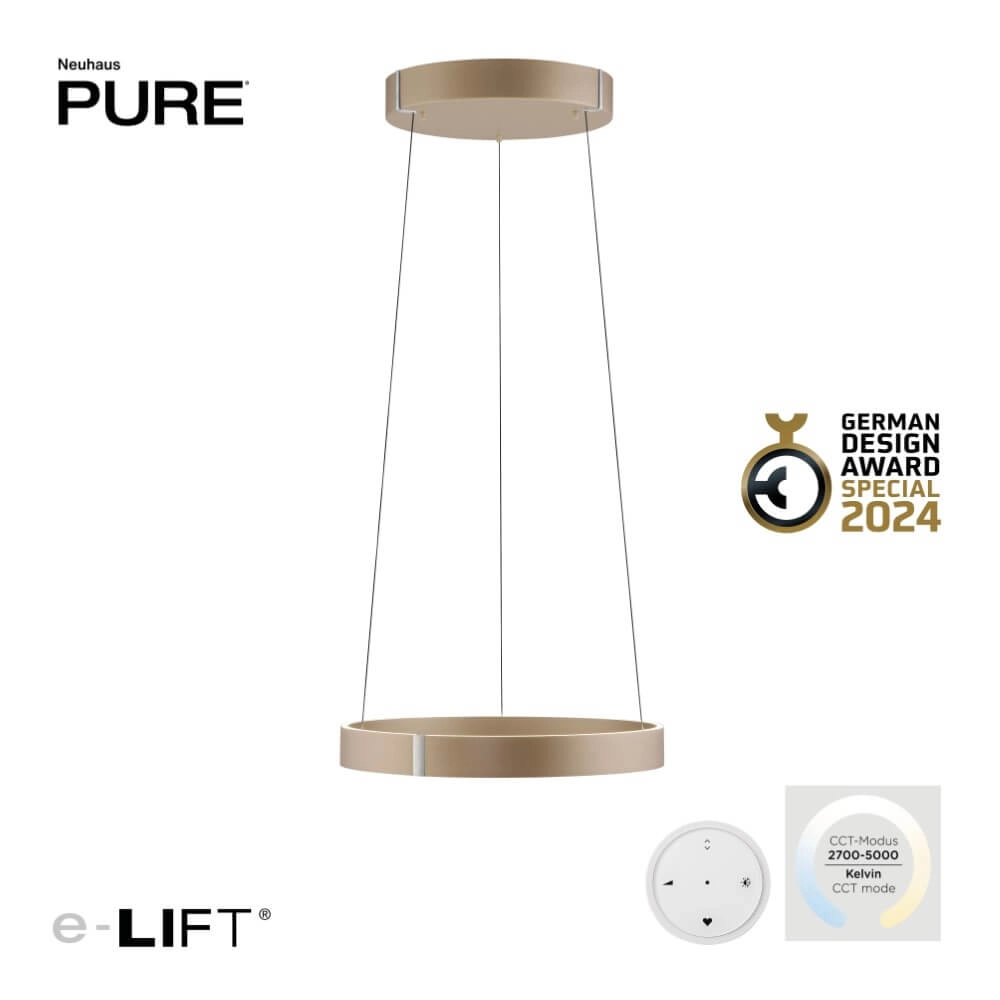 Lampe suspendue ronde Pure E-Clipse bronze Ø 50cm Paul Neuhaus 4012248386408