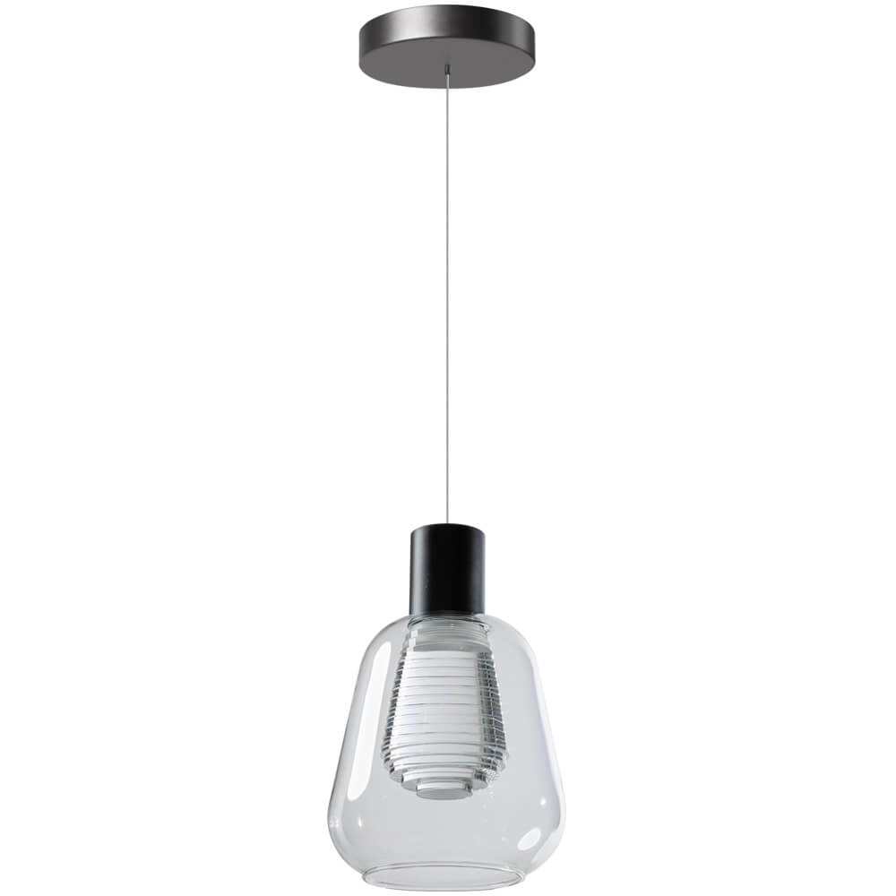 Lampe à suspension en verre Gary noir avec verre transparent ETH 9900002611352